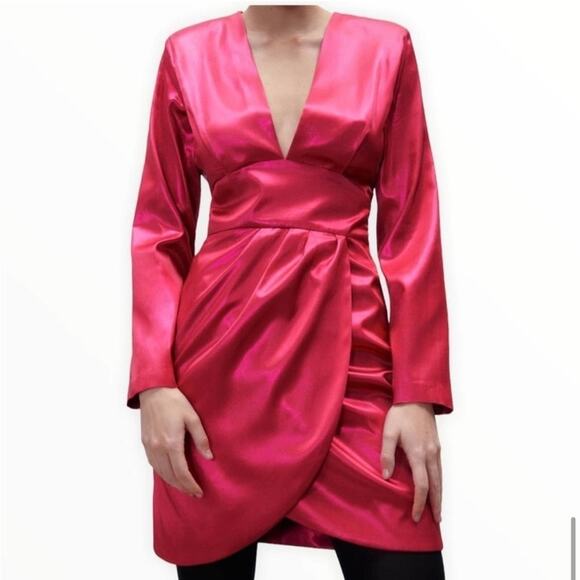 Zara Pink Fuchsia Dress Size Medium - Picture 8 of 15
